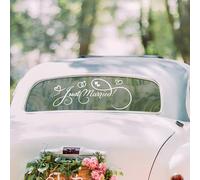 Just Married Car Decal Decorative Wall Sticker Decorations Auto Racing Body Side Stripe Decal,Married Wedding Day Window Decals Vinyl Just Married Sign Banner for Honeymoon Wedding,Heart Ring Style