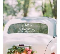 Just Married Car Decal Decorative Wall Sticker Decorations Auto Racing Body Side Stripe Decal,Married Wedding Day Window Decals Vinyl Just Married Sign Banner for Honeymoon Wedding,Ring Style