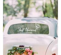 Just Married Car Decal Decorative Wall Sticker Decorations Auto Racing Body Side Stripe Decal,Married Wedding Day Window Decals Vinyl Just Married Sign Banner for Honeymoon Wedding,Balloon Style