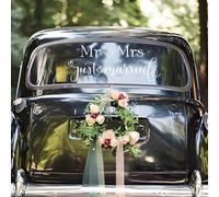 Just Married Car Decals, Mr & Mrs Just Married Love Wedding Car Decoration Vehicles Body Side Mirror Window Sticker Decals Wall Stickers for Honeymoon Wedding Day