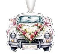 Just Married Car Decoration, Wedding Gifts for Bride and Groom, Acrylic Hanging Just Married Ornament Wedding Day Gifts for Newlyweds