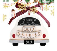 Just Married Car Ornament | Marriage Wedding Keepsake,Just Married Couple Car Ornament, Car Wedding Christmas Tree Ornament, Stylish 2024 Christmas Decoration for Home