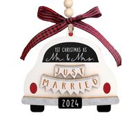 Just Married Car Ornament - Our First Christmas Together Ornament for Newlyweds | Wedding Car Decor with Christmas Tree, Hanging Accessory, Stylish Holiday Celebration for Decoration