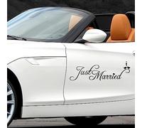 Just Married Car Sticker, Car Window Stickers Just Married Car Decal Decoration Just Married Car Window Decals for Honeymoon &Wedding (Black)