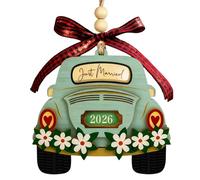 Just Married Gifts, Just Married Decorations for Bride Groom, Wed Gift for Bride and Groom, Newly Wed Gifts Wooden Keepsake Newlyweds Ornament Widget for Bridal Anniversary Mr and Mrs Gift