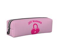 just Married Print Adults Pencil Case Pouch Stationery Organizer Office Travel Supply Accessory