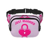just married Print Men and Women Square Double Layer Waist Bag Workout Crossbody Travel Waist Bag, Black, One Size