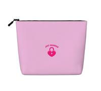 Just Married Print Portable Makeup Bag for Women Large-Capacity Travel Toiletry Organizer Pouch