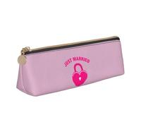 just Married Print Stylish Triangular Pencil Case Pouch for Large-Capacity Stationery Organizer