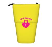 just Married Print Telescopic Pencil Case Portable Bag Makeup Pouch Stationery Organizer Office Travel