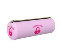 just Married Print Women Men Pencil Case Cylindrical Lightweight Pen Pouch Office Stationery Organizer