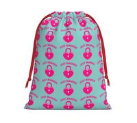 Just Married Printing Soft Drawstring Gift Bag With Red Ribbon Durable For Christmas Halloween For Adults Gifting