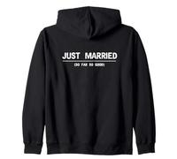 Just Married So Far So Good Minimalist Distressed Honeymoon Zip Hoodie