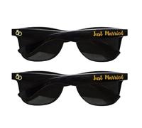 Just Married Sunglasses - 2 Pack Bride & Groom Wedding Gift Set - Honeymoon Accessories Bridal Shower Favor | Bachelor Bachelorette Party Props Newlywed Keepsake Bride Sunglasses Men Women Decor