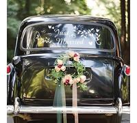 Just Married Vinyl Car Decals, Stylish Just Married Love Sign Wedding Car Decoration Vehicles Body Side Mirror Window Glass Sticker Removable Decals Wall Stickers for Honeymoon Wedding Day Party