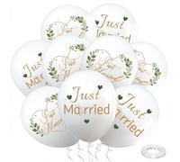 Just Married Wedding Decorations Set, 24pcs Just Married White Balloons with Gold Letters, Wedding Decoration Balloons for Bridal Shower, Marriage, Proposal, Engagement, Honeymoons and Car Decoration