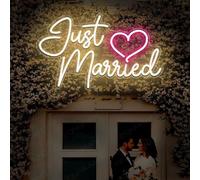 Just Married Wedding Love Marry Cheer LED Neon Sign for Wall Decor USB Adjustable Brightness Living Room Bars Pub Club Gatherings Art Wall Decor