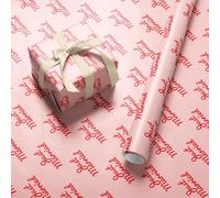 Just Married Wedding Wrapping Paper Roll - Wide 59.4cm x 3.6m Pink and Red Script Gift Wrap for Bride, Groom, Newlyweds, Anniversary, Couples, Men and Women