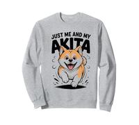Just Me And My Akita Funny Cartoon Pet Cute Dog Lover Style Sweatshirt