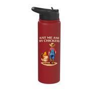 Just Me and My Chickens Boy Chicken Farm Design Stainless Steel Insulated Water Bottle