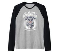 Just Me and My Newfoundland Funny Dog Big Breed Owner Newfie Raglan Baseball Tee