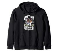Just Me And My Shetland Sheepdog Funny Sheltie Working Dog Zip Hoodie