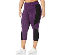 Just My Size Women's Plus Size Active Pieced Stretch Capri, Spot on Plum Dream/Black, 4X