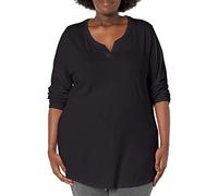 Just My Size Women's Plus Size Split Neck Tunic, Black, 1X