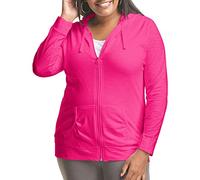 Just My Size Women's Full Zip Jersey Hoodie, Amaranth, 1X