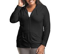 Just My Size Women's Full Zip Jersey Hoodie, Black, 1X