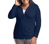 Just My Size Women's Full Zip Jersey Hoodie, Navy, 4X