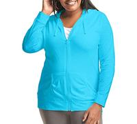 Just My Size Women's Full Zip Jersey Hoodie, Process Blue, 3X