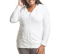 Just My Size Women's Full Zip Jersey Hoodie, White, 4X