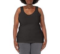 Just My Size Women's Plus Size Stretch Jersey Lace Trim Tank, Black, 1X