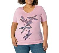 Just My Size Women's Plus-Size Graphic Short Sleeve V-Neck T-Shirt, Dragonfly Ascending, 3X