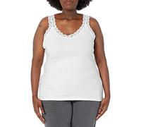 Just My Size Women's Plus Size Stretch Jersey Lace Trim Tank, White, 5X