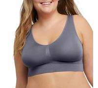 Just My Size Women's Pure Comfort Light Support Pullover Wireless T-Shirt Bra with Moisture-Wicking, Opaque, Private Jet, XL