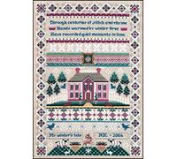 Just Nan Winterhaven Sampler JN136, Chart, Instructions and Embellishments. Design Size 12.25 x 8" on 28ct Linen