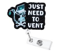 Just Need to Vent Funny Inhaler Badge Reel | Retractable ID Card Respiratory Therapy Badge Holder | Medical Badge Clip for ER Nurse Doctor RT RRT ICU Pulmonology Respiratory Therapist | Alligator Clip