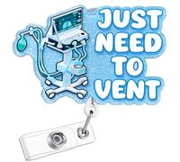 JUST Need to Went Funny Nurse Badge Reel, Cute Nursing Badge Holder with Retractable Clip, Name Tag Pediatric Work Badge Buddy, Gifts for Medical Student RN LPN CNA MA Teacher Doctor