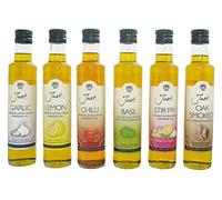 Just Oil - Classic Mixed Box - Garlic, Lemon, Chilli, Basil, Stir Fry and Oak Smoked Infused Cold Pressed Rapeseed Oil, 250ml (Pack of 6)