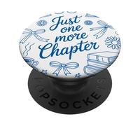 Just One More Chapter Blue Bows & Books Reading Girl PopSockets Adhesive PopGrip