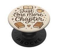 Just One More Chapter Book Lover Bookish Reading Beige PopSockets Adhesive PopGrip