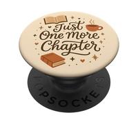Just One More Chapter Book Lover Bookish Reading Beige PopSockets Adhesive PopGrip