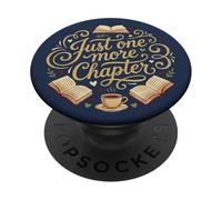 Just One More Chapter Book Lover Bookish Reading Blue PopSockets Adhesive PopGrip