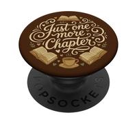 Just One More Chapter Book Lover Bookish Reading Brown PopSockets Adhesive PopGrip