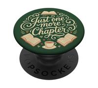 Just One More Chapter Book Lover Bookish Reading Green PopSockets Adhesive PopGrip