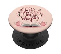 Just One More Chapter Book Lover Bookish Reading Light Pink PopSockets Adhesive PopGrip