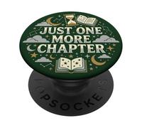 Just One More Chapter Book Lover Librarian Bookish Green PopSockets Adhesive PopGrip