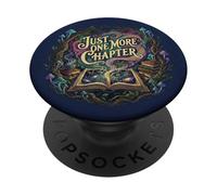 Just One More Chapter Book Lover Librarian Bookish Navy Blue PopSockets Adhesive PopGrip